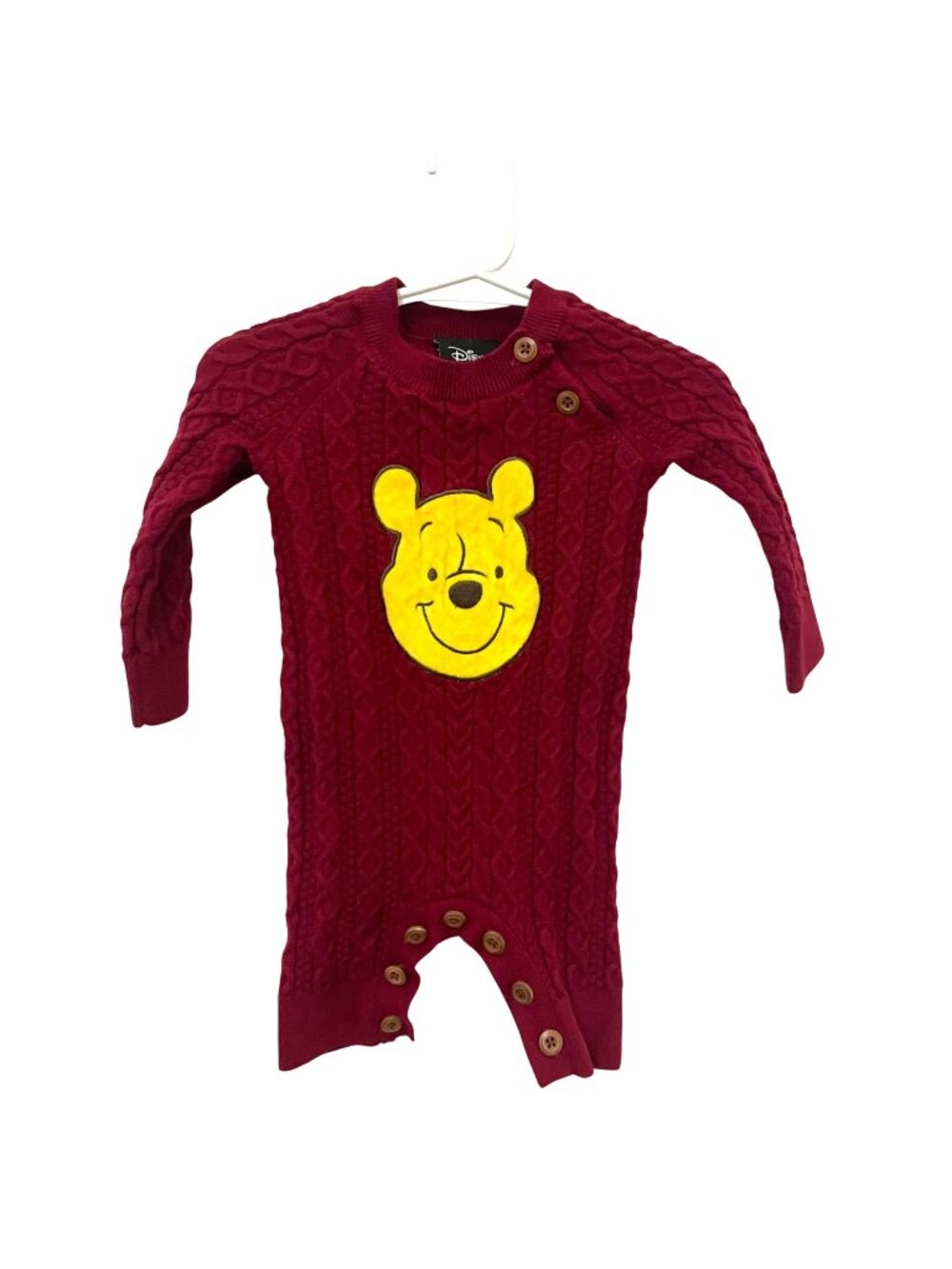 Disney x Boxlunch Red Cable Knit Pooh Long Sleeve Sweater Size 6M One Piece